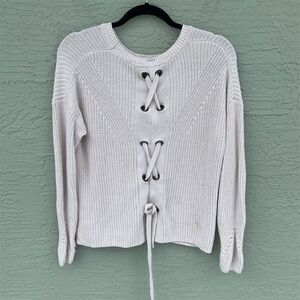 Lucky Brand Women's Light  Lace-Up Back  Sweater Size S